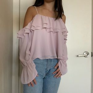 Ruffle Off Shoulder Purple Blouse